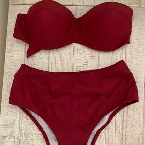 SHEIN strapless red bikini set, size m